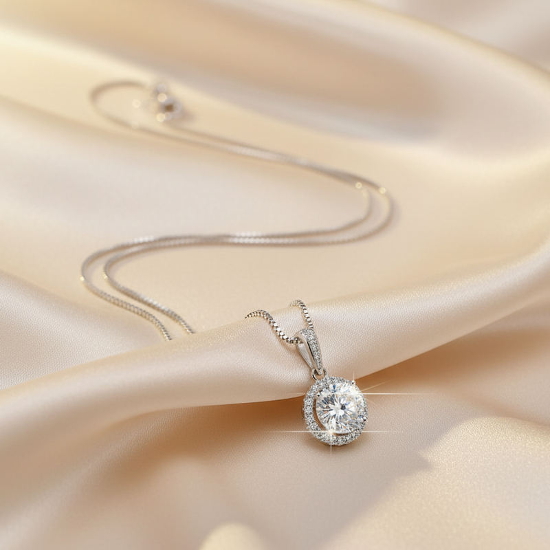 The Lumina Halo Diamond Pendant Necklace