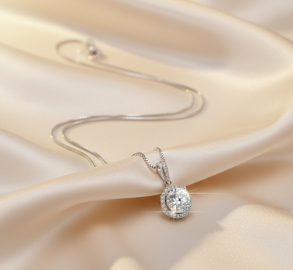 The Lumina Halo Diamond Pendant Necklace